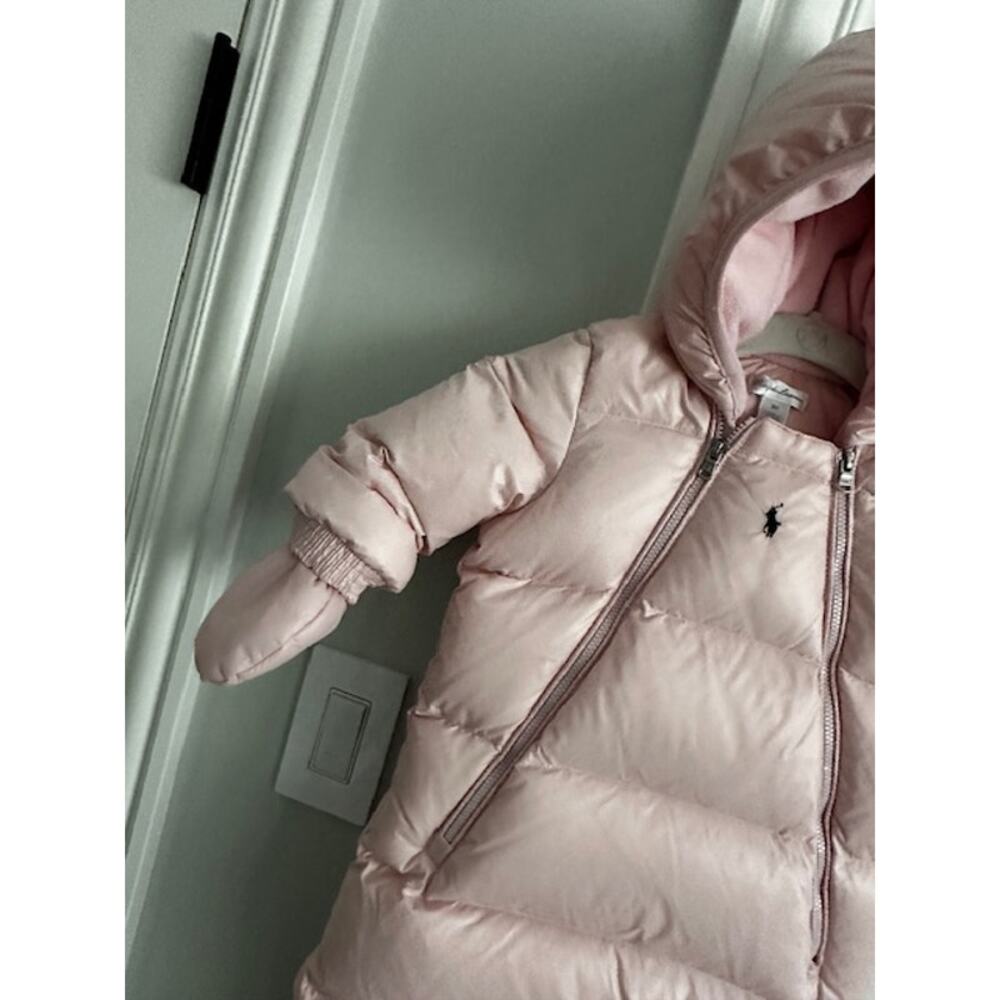 Ralph Lauren NWOT Water Repellent Down Girl Bunting Snowsuit Pink 9mo - Picture 4 of 12
